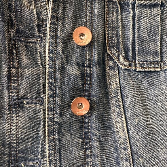 Express Denim Jean Vest Sleeveless Button-Down Blue Wash Size S - Picture 4 of 6